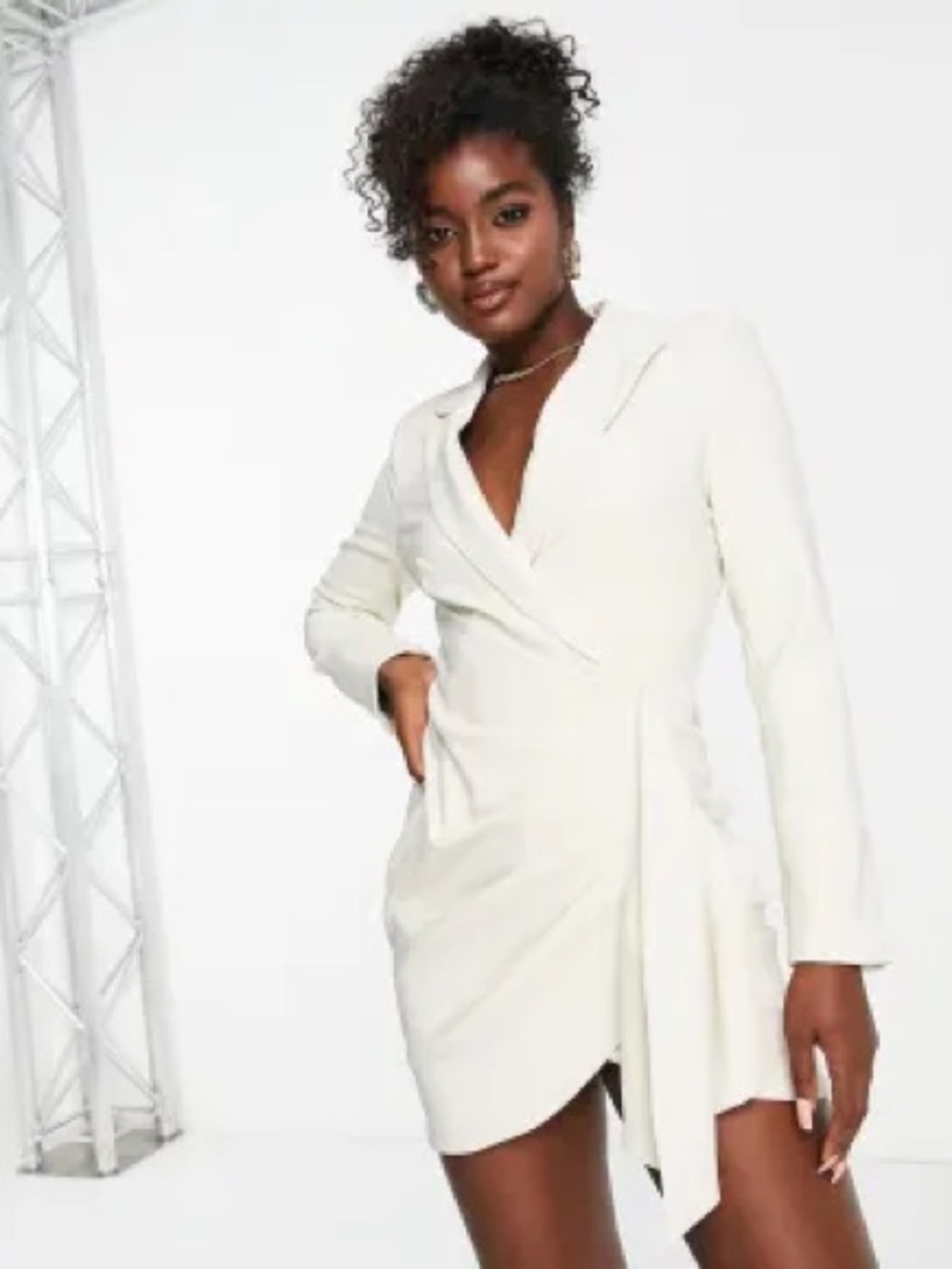 ASOS Cream Wrap Mini Dress